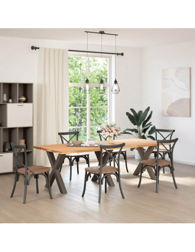 Gambe Tavolo Pranzo a Forma X 3 pz Naturale 80x(72-73) cm Acciaio