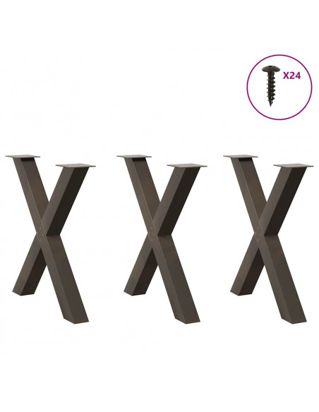 Gambe Tavolo Pranzo a Forma X 3 pz Naturale 80x(72-73) cm Acciaio