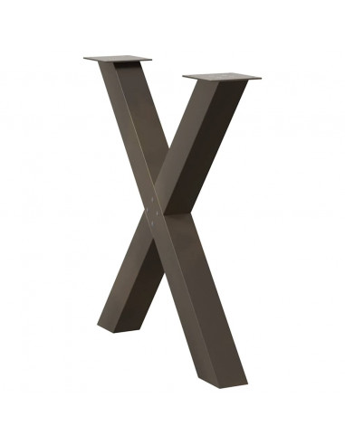 Gambe Tavolo Pranzo a Forma X 3 pz Naturale 80x(72-73) cm Acciaio