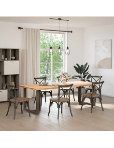 Gambe Tavolo Pranzo a T 2 pz Naturale 70x35x(72-73) cm Acciaio 2