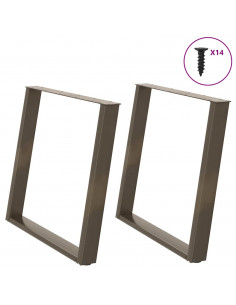 Gambe Tavolo Pranzo a U 2 pz 100x(72-73) cm Acciaio