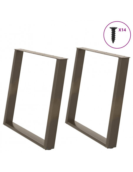 Gambe Tavolo Pranzo a U 2 pz 100x(72-73) cm Acciaio