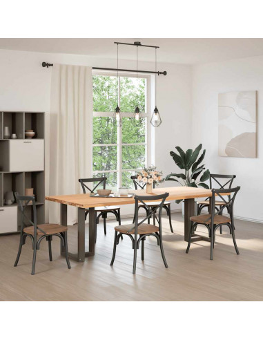 Gambe Tavolo Pranzo a T 2 pz Naturale 50x35x(72-73) cm Acciaio