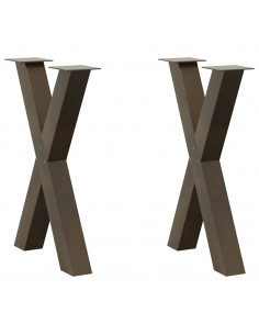 Gambe Tavolo Pranzo a X 2 pz Naturale 50x(72-73) cm Acciaio