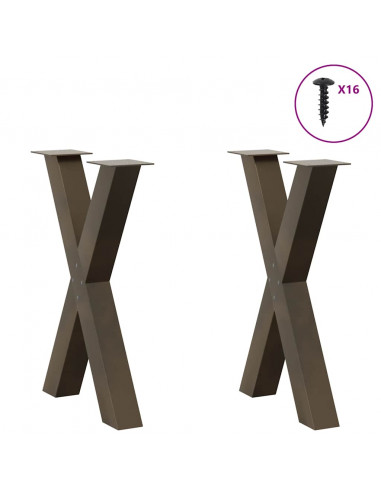 Gambe Tavolo Pranzo a X 2 pz Naturale 50x(72-73) cm Acciaio