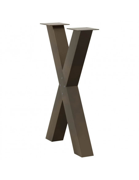 Gambe Tavolo Pranzo a X 2 pz Naturale 50x(72-73) cm Acciaio