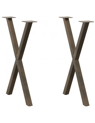 Gambe Tavolo Pranzo a X 2 pz Naturale 50x(72-73) cm Acciaio