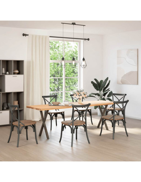 Gambe per tavolo da pranzo a forma di X 2 pz in acciaio naturale 50x(72-73) cm