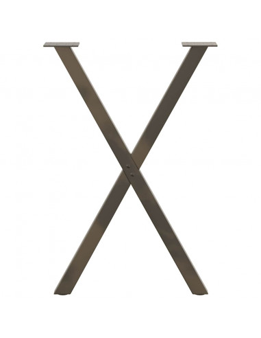 Gambe per tavolo da pranzo a forma di X 2 pz in acciaio naturale 50x(72-73) cm