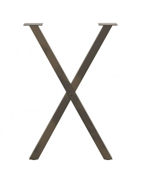 Gambe per tavolo da pranzo a forma di X 2 pz in acciaio naturale 50x(72-73) cm