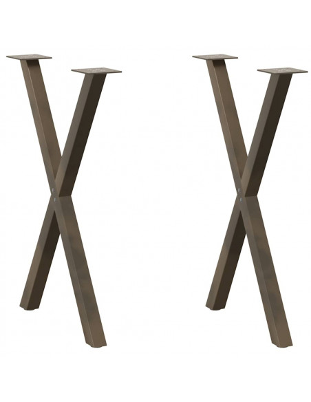 Gambe Tavolo Pranzo a X 2 pz Naturale 57x(72-73) cm Acciaio