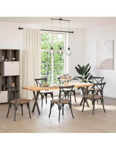 Gambe Tavolo Pranzo a X 2 pz Naturale 57x(72-73) cm Acciaio