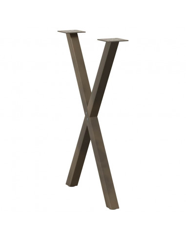 Gambe Tavolo Pranzo a X 2 pz Naturale 57x(72-73) cm Acciaio
