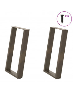 Gambe Tavolo Pranzo a U 2 pz 60x(72-73) cm Acciaio