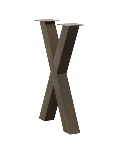 Gambe Tavolo Pranzo a X 2 pz Naturale 60x(72-73) cm Acciaio