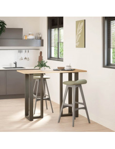 Gambe Tavolo Bar a T 2 pz Naturale 50x35x(100-101) cm Acciaio 2