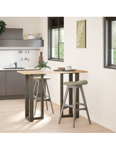 Gambe Tavolo Bar a T 2 pz Naturale 50x35x(100-101) cm Acciaio