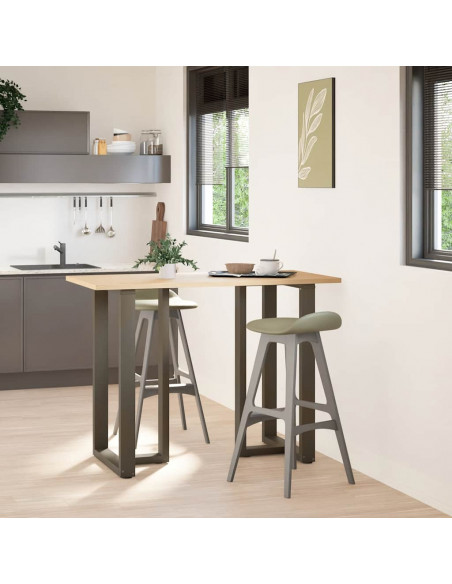 Gambe Tavolo Bar a T 2 pz Naturale 60x35x(100-101) cm Acciaio