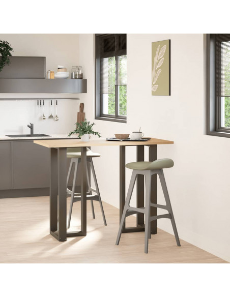 Gambe Tavolo Bar a T 2 pz Naturale 40x35x(100-101) cm Acciaio