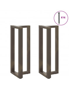 Gambe per tavolo da bar a forma di T 2 pz nere 40x35x(100-101) cm in acciaio 2