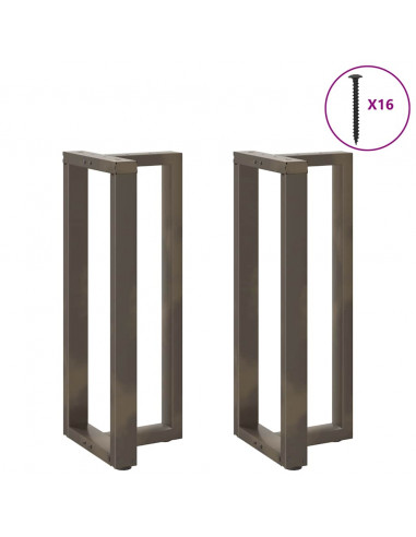 Gambe per tavolo da bar a forma di T 2 pz nere 40x35x(100-101) cm in acciaio