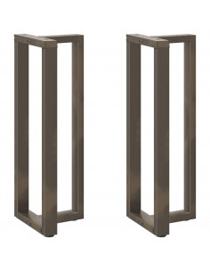 Gambe Tavolo Bar a T 2 pz Naturale 40x35x(111-112) cm Acciaio