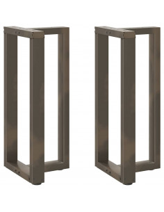 Gambe per tavolo da bar a forma di T 2 pz nere 40x35x(90-91) cm in acciaio 2
