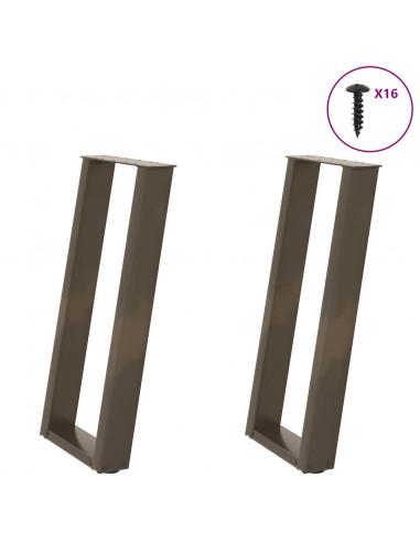 Gambe Tavolo Consolle a U 2 pz 38x(72-73) cm Acciaio