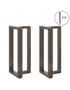 Gambe per tavolo da bar a forma di T 2 pz nere 50x35x(90-91) cm in acciaio 2