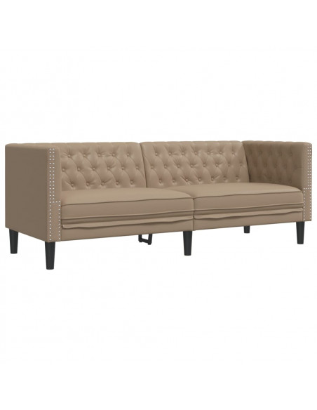 Poltrona Chesterfield a 3 Posti Cappuccino in Similpelle