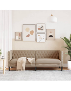 Poltrona Chesterfield a 3 Posti Cappuccino in Similpelle 2