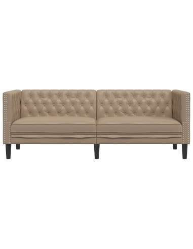 Poltrona Chesterfield a 3 Posti Cappuccino in Similpelle