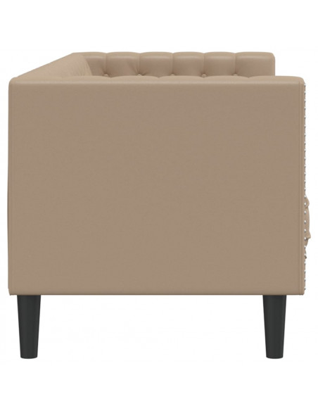 Poltrona Chesterfield a 3 Posti Cappuccino in Similpelle