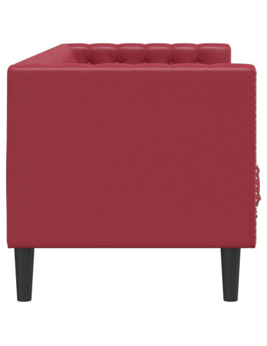 Poltrona Chesterfield a 3 Posti Rosso Vino in Similpelle