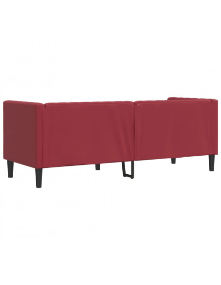 Poltrona Chesterfield a 3 Posti Rosso Vino in Similpelle