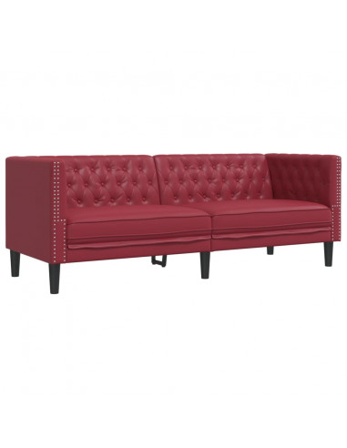 Sei Divani Chesterfield 2 pz Rosso Vino in Similpelle