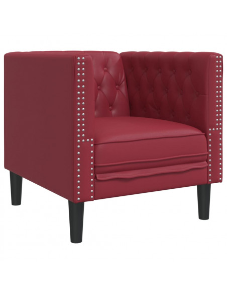 Sei Divani Chesterfield 3 pz Rosso Vino in Similpelle
