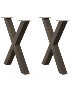 Gambe Tavolo Pranzo a X 2 pz Naturale 80x(72-73) cm Acciaio