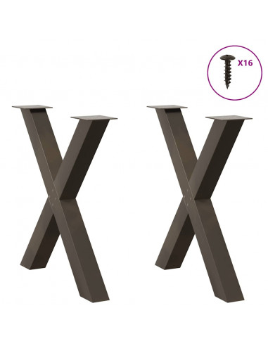 Gambe Tavolo Pranzo a X 2 pz Naturale 80x(72-73) cm Acciaio