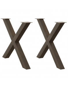 Gambe Tavolo Pranzo a X 2 pz Naturale 90x(72-73) cm Acciaio