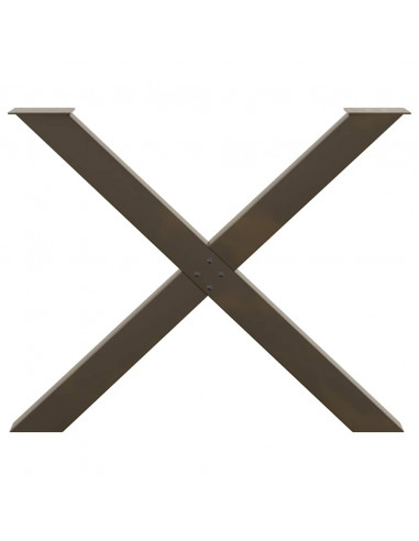 Gambe per tavolo da pranzo a forma di X 2 pz in acciaio naturale 90x(72-73) cm