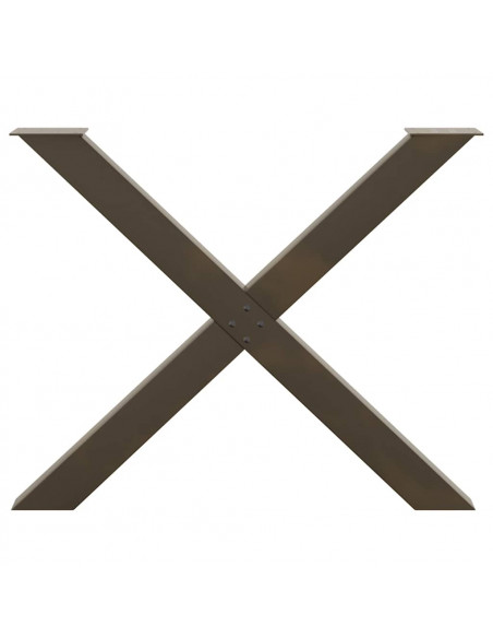 Gambe per tavolo da pranzo a forma di X 2 pz in acciaio naturale 90x(72-73) cm