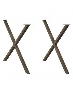 Gambe Tavolo Pranzo a X 2 pz Naturale 90x(72-73) cm Acciaio