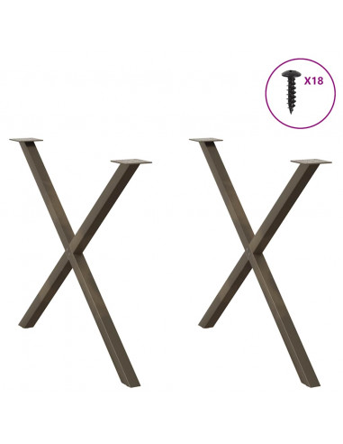 Gambe Tavolo Pranzo a X 2 pz Naturale 90x(72-73) cm Acciaio