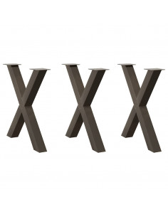 Gambe Tavolo Pranzo a X 3 pz Naturale 70x(72-73) cm Acciaio