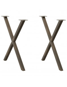 Gambe Tavolo Pranzo a X 2 pz Naturale 80x(72-73) cm Acciaio