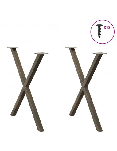 Gambe Tavolo Pranzo a X 2 pz Naturale 80x(72-73) cm Acciaio