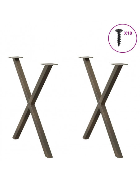 Gambe Tavolo Pranzo a X 2 pz Naturale 80x(72-73) cm Acciaio
