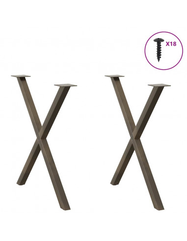 Gambe Tavolo Pranzo a X 2 pz Naturale 70x(72-73) cm Acciaio