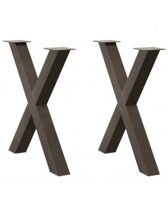 Gambe Tavolo Pranzo a X 2 pz Naturale 70x(72-73) cm Acciaio